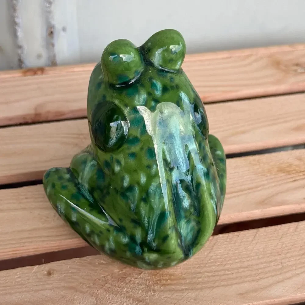 Vintage Frog Figurine Make in Japan 1980s Figure Artisan Signed